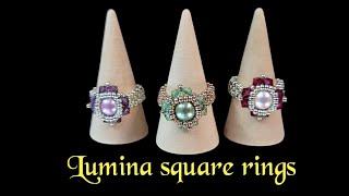 Lumina Square ring/DIY Beaded ring/beading tutorials /bead jewellery