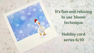 Watercolor Christmas card painting for beginners.