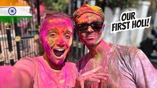 WE MADE THE LOCAL NEWS! - Tourists Experience Holi Festival in Jaipur, India 