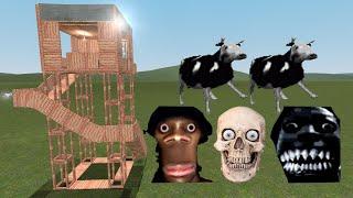 Polish Cow, Hi My Name Is Aughh, Skull And Unknown Nextbot Vs Towers In Garry's Mod