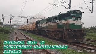 STUNNING ACTION BY GOC WDG3A HAUL PONDYCHERRY-KANNIYAKUMARI EXPRESS | SKIPPING PANRUTI