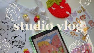 art studio vlog 027: two weeks of product prep, sketching (& a cat cafe trip hehe)