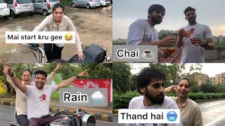 Chai coffee ️ Barish ️ or dost  || Full enjoyment || ​⁠@kajalthegreat ​​@hrithikvlogs5849