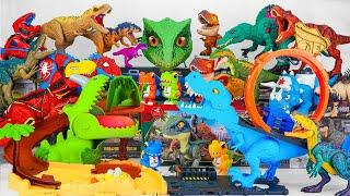 Jurassic World Unboxing Review | T-Rex Chomp Down Giga Dino Velociraptor Triceratops Allosaurus ASMR