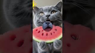 夏天到了又到了炫瓜的季节，你家猫主子安排上了吗？#西瓜#猫咪#AI修图#炫图AI#picwiz