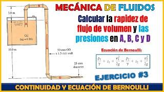 ECUACIÓN DE BERNOULLI EN UN SIFÓN | CAUDAL Y PRESIONES | DINÁMICA DE FLUIDOS | Problema 6.72 Mott