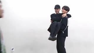 Jungkook carrying Jimin bridal style