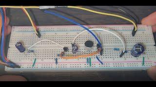 Electret microphone preamplifier breadboard & waveform (Electronics 1 LAB | Sensor App.)