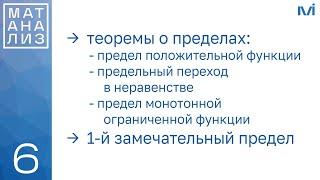 Теоремы о пределах, первый замечательный предел | 6 | Константин Правдин | ИТМО