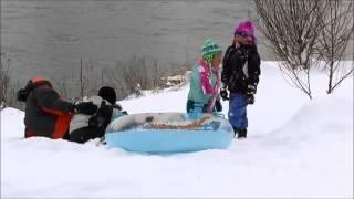 Father Becomes Human Brake Pad as Kids Fly Down Hill