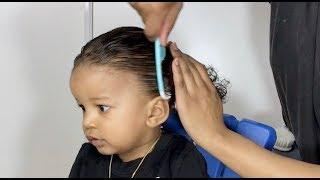 TODDLER BOY HAIRSTYLES 01| LOW PONYTAIL | #TODDLERBOYHAIRSTYLE #BOYHAIRSTYLES #SHEAMOSITURE #CANTU