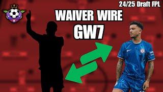 GW7 Best Waiver Picks for Draft FPL