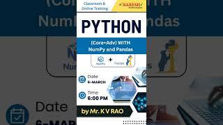 Python New Batch from 6th March @ 6.00pm | Mr. K V Rao