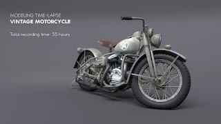 Vintage Motorcycle Modeling Timelapse - Autodesk Maya