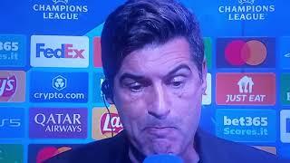 Paulo Fonseca intervista post-partita Milan-Club Brugge (3-1)