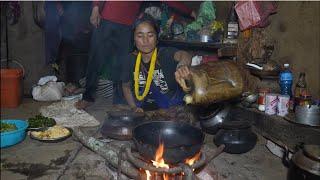 Organic village life || Cooking open greens and donge vegetables in the village