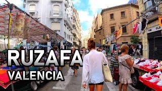 STREET MARKET IN RUZAFA, VALENCIA - Walking Tour - SPAIN [4K|50fps]