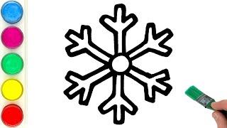 Snowflake Picture Drawing, Painting, Coloring for Kids, Toddlers | Learn to Draw Winter Drawings