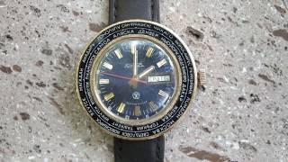 Raketa (Ракета) World Time Zones USSR Gold Plated Mechanical Watch.