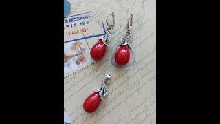 Серебряный комплект с натуральным кораллом от Вега