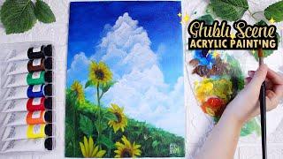 Painting a Ghibli Scene Using Acrylic Paint | Easy Acrylic Painting Tutorial for Beginners