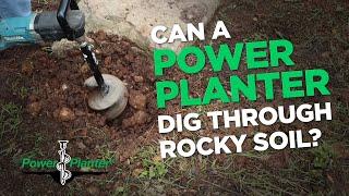Watch Stuart Moore from Landscape Rescue dig rocky clay soil with a Power Planter earth auger.