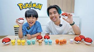 Kyo dan Mpah Bermain Mainan Pokemon Face Off Figures