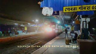 Wap7 powered Kolkata Patna Garib Rath with Terrific Panto Sparks cruising through Gobra at 130 Kmph