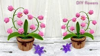 DIY / How to make beautiful Linh Lan flower pots / Cách làm chậu hoa Linh Lan Hồng từ kẽm nhung