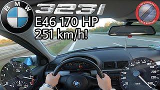 BMW 323i E46 2.5 170 HP 1998 251 km/h Acceleration & TOP Speed drive on German Autobahn