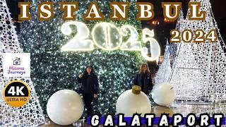 Christmas Nights 4k Walking Tour Of Rainy Istanbul Galataport: Shopping, Cafes & Restaurants | 2024