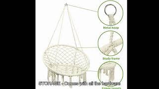 Goutime Hammock Chair with Hanging Hardware Kits, Macrame Swing Hanging Chairs for Indoor