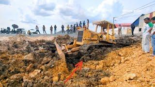 Incredible Heavy Bulldozer Stuck in the mud Recovery by Technique Skill operator