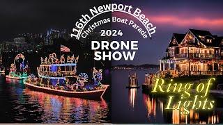 Newport Beach Christmas Boat Parade and Ring of Lights 2024 | Drone Show