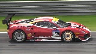 Ferrari 488 Challenge Sound - HOT Brake Discs, Accelerations & Fly Bys!!