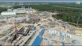 Drone view of FAIR construction site in June