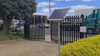 Solar Powered Industrial Trackless Bi-Fold Security Gate - by The Motorised Gate Company