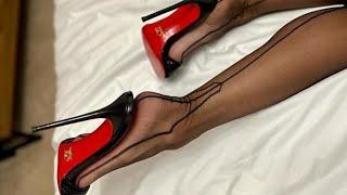 open toe heels with stockings | stiletto mules heels | trendy footwear collection for ladies