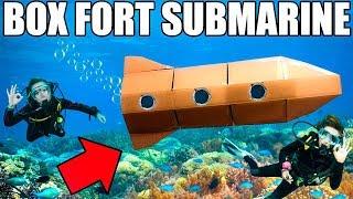 24 HOUR BOX FORT SUBMARINE CHALLENGE!!  Scuba Tanks, Onboard Oxygen & More!