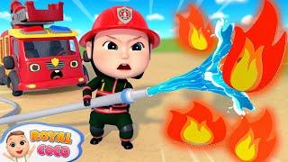 Wheels On The Bus - Policeman vs Fireman | RoyalCoco Nursery Rhymes & Kids Songs