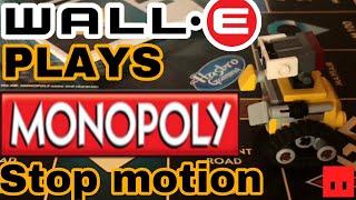 LEGO WALL.E PLAYS MONOPOLY (Stop Motion)-(with EVE, M-O and GO-4)