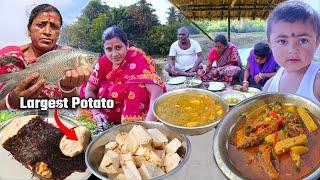 Village Life Vlog। Morning Routine Rural Life। Cooking Village Food। Largest Big Potato & Fish Curry