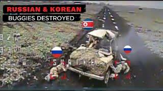 Fast and Futile: Russian & Korean Assault Buggies Convoy Wipe Out By Ukrainian Forces Striker DRONES