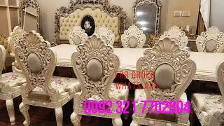 royal white chinioti dinning set, haq bahoo chiniot furniture