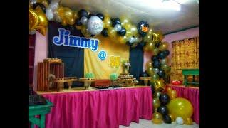 how to decorate balloons backdrop Happy 60th birthday