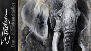 Elephant Painting Timelapse Video by Danielle Trudeau - Oil Paint & Acrylic Paint on Canvas