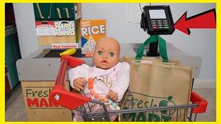 Baby Annabell doll goes Grocery shopping Pretend play