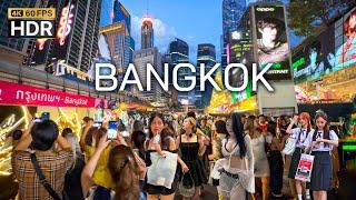  4K HDR | Night Walk in Downtown Bangkok the Beautiful city that never sleeps