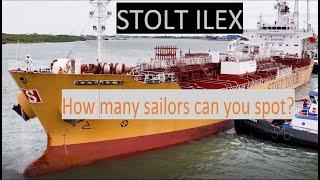 How many Sailors can you Spot Ship Stolt Ilex Being turned around by Harbor tugs in Galveston