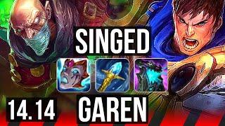 SINGED vs GAREN (TOP) | 9/1/6, 7 solo kills, Godlike | EUNE Diamond | 14.14